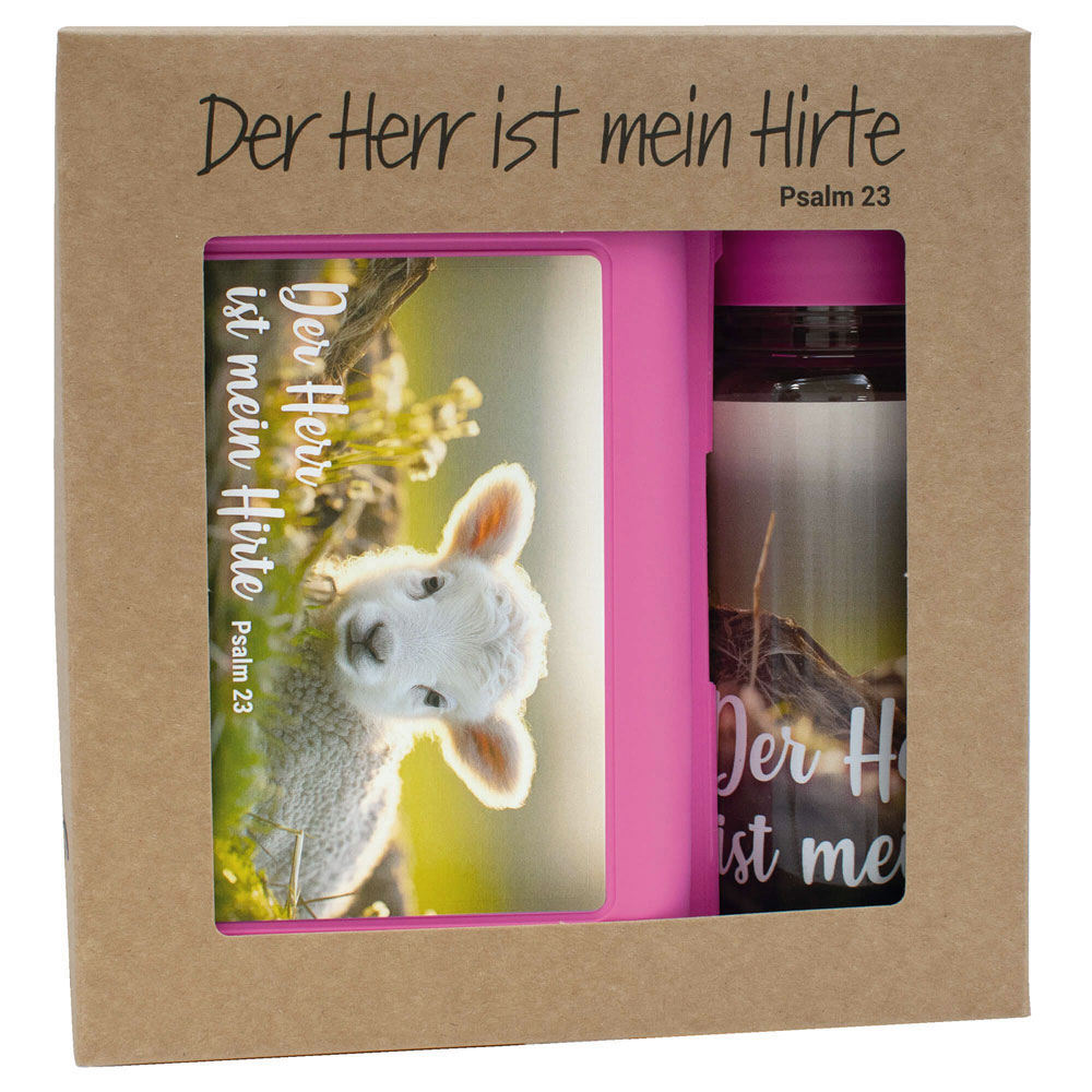 Trinkflasche und Vorratsdose - Set rosa