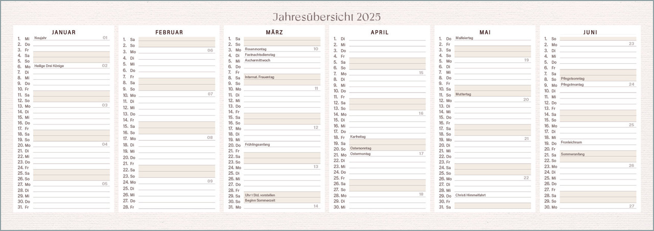 Täglich vertrauen 2025 - Wochenkalender