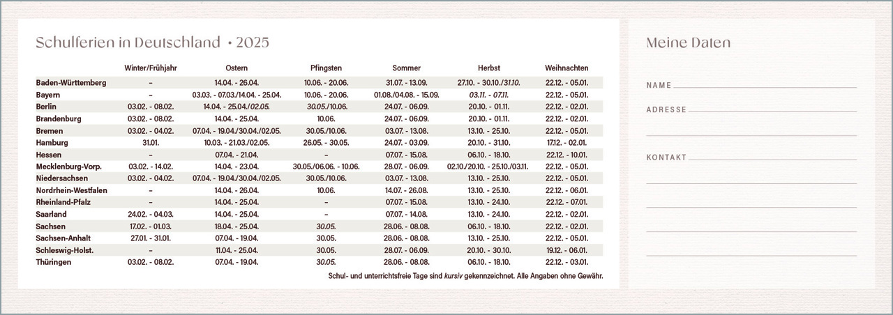 Täglich vertrauen 2025 - Wochenkalender