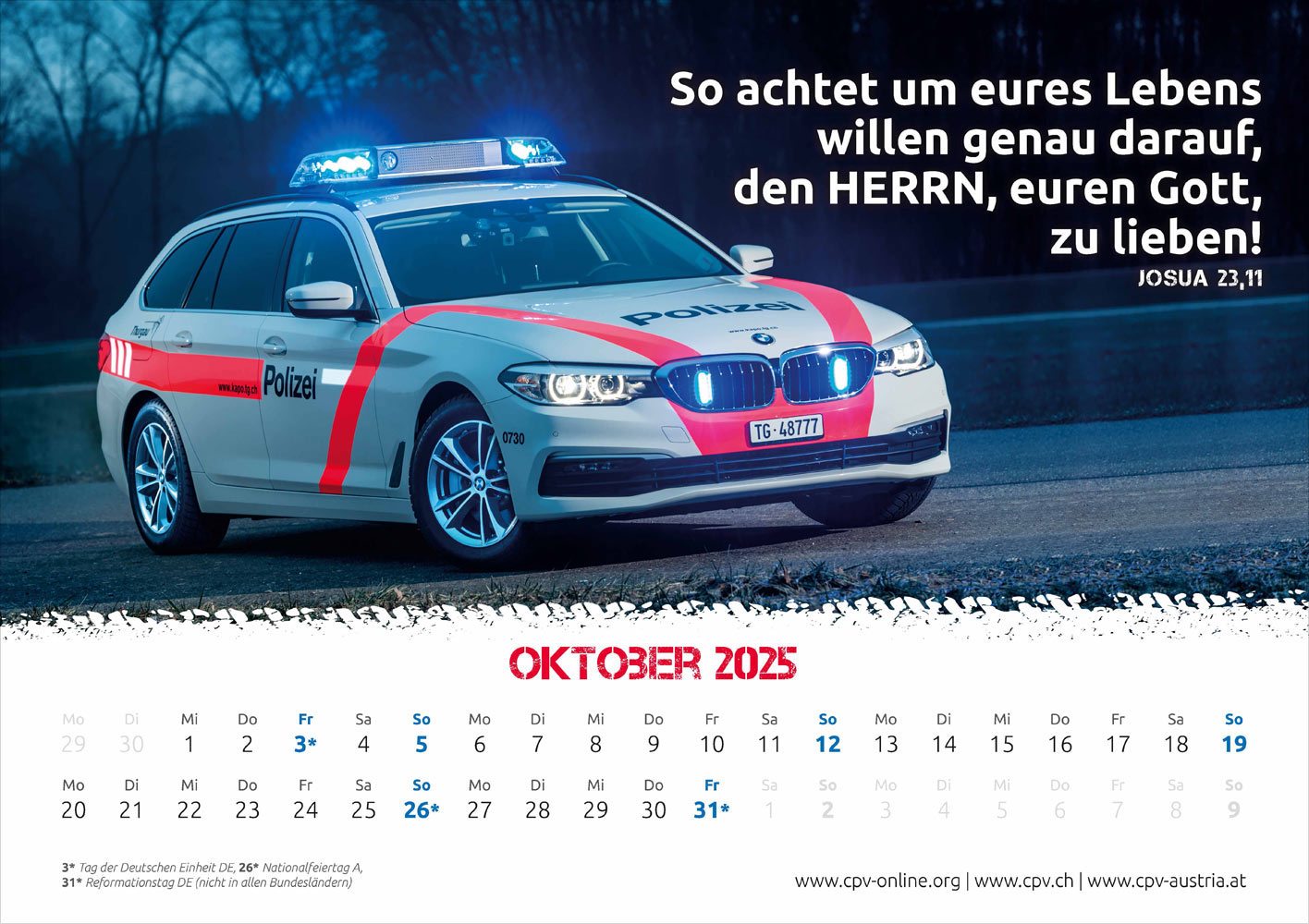 Mit Gott bei der Polizei 2025 - Wandkalender