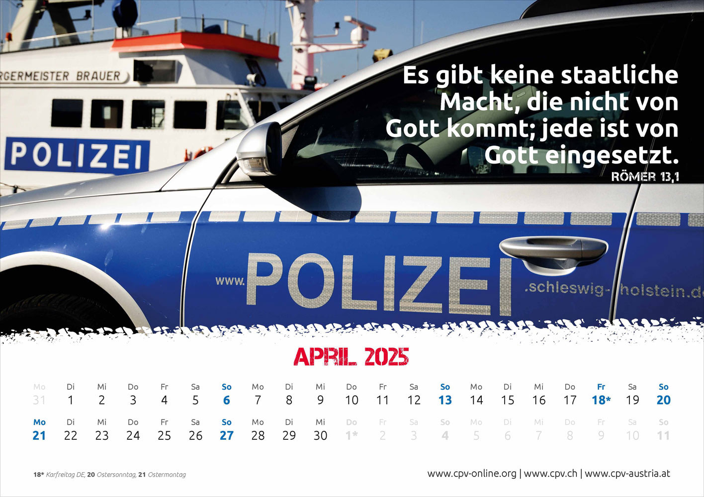 Mit Gott bei der Polizei 2025 - Wandkalender