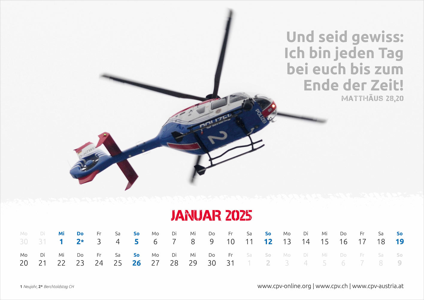 Mit Gott bei der Polizei 2025 - Wandkalender